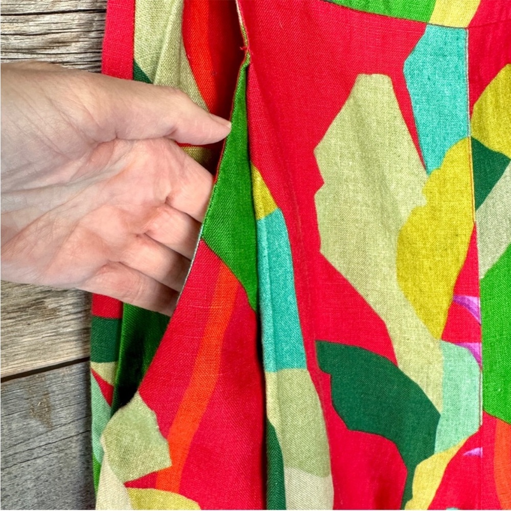 Farm Rio Heliconia Red Floral Print Wide Leg Linen Pants Size Small - Picture 9 of 12
